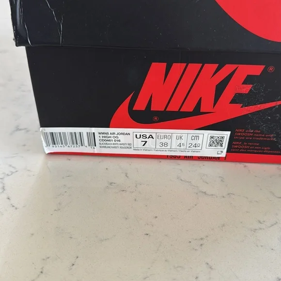 Wmns air Jordan 1 high OG black white varsity red satin - Picture 5 of 8